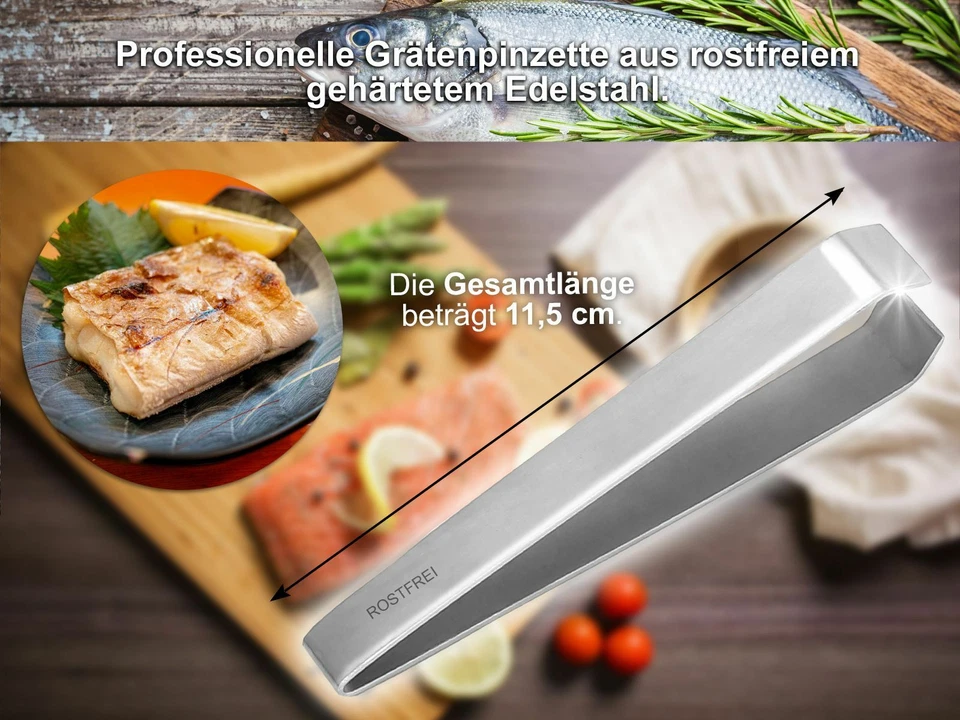 Premium Grätenzange Fischpinzette Grätenpinzette Fischgrätenpinzette Edelstahl - Bild 2 von 4