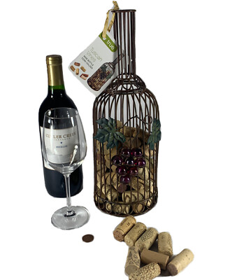 Cork Cage Wine Bottle Cork Holder Save The Corks Cherish The Memories, Metal Art