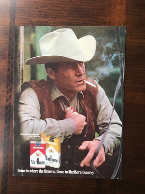 1970 vintage original print ad Marlboro Cigarettes Marlboro Man