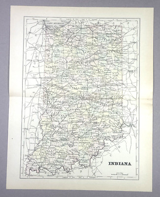 Antique Illustration Map of State of Indiana USA Appleton & Co ...