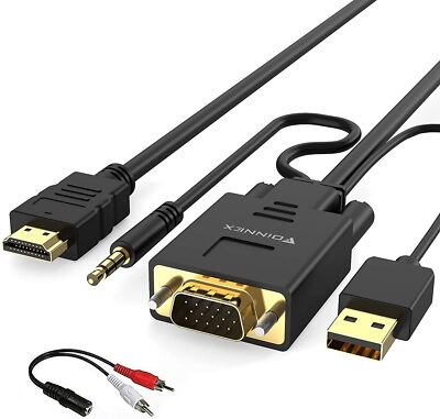 FOINNEX VGA to HDMI Cable with Audio 1080P VGA to HDMI Adapter