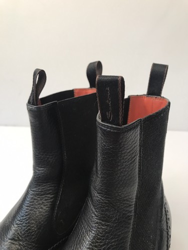 Stivali Chelsea Santoni in pelle nera UK 5 38 pezzi £452 - Foto 2 di 7