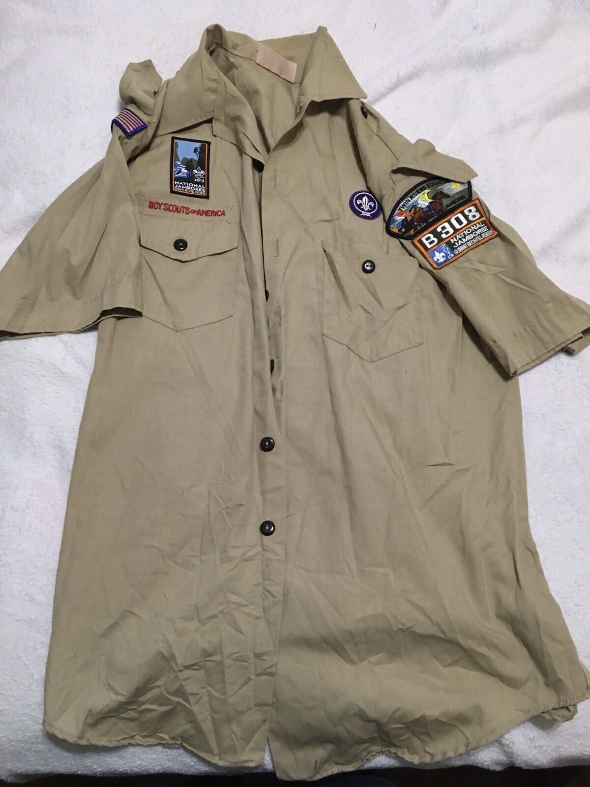Boy Scout BSA UNIFORM SHIRT Mens Large Short Sleeve Tan