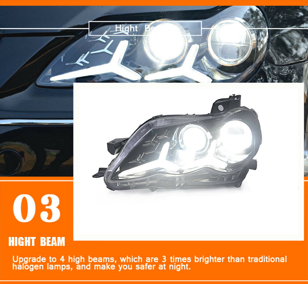 LED Headlights For Toyota Mark X 2005-2009 LED DRL Sequential Turn