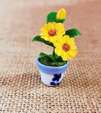 Mini Clay Sunflower Flowers Plant Dollhouse Miniature In Vintage Ceramic Pot