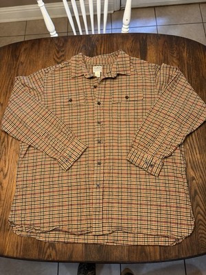 L.L. Bean Men's XXL Long Sleeve Button-Down Shirt Brown Plaid