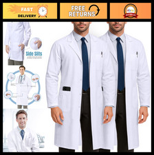 Professional White Lab Coat for Men - Long Sleeve Medical Jacket, Durable  Styl