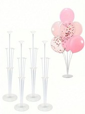 4/2/1 Set Balloon Stands, Including Tabletop Balloon Stand With Self-Adhesive Ba