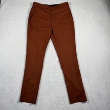 BoohooMAN Mens 30R Slim Fit Dress Pants Rust Orange Terracotta Trousers 30x32
