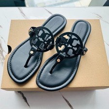 Tory Burch Miller Perfect Black Soft Calf Leather Women's Sandals Slip On US7-10