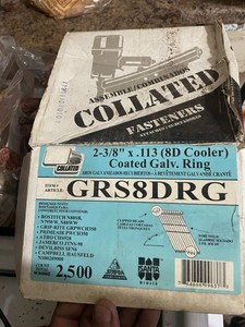 Collated GRS8DRG .113 Gauge 2-3/8" Coated Galv. Ring Nail Gun Nails 2500