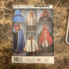 Simplicity 8238 Adult Pattern Capes, Tabard, Hood Halloween Cosplay Costume