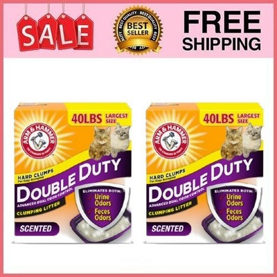 2 Box Double Duty, Advanced Odor Control Clumping Cat Litter, Scented,40lb Box