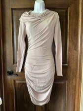 Vintage Y2K Bebe Urban Gothic Fairy Draped Cowl Asymmetrical Dress Small Blush