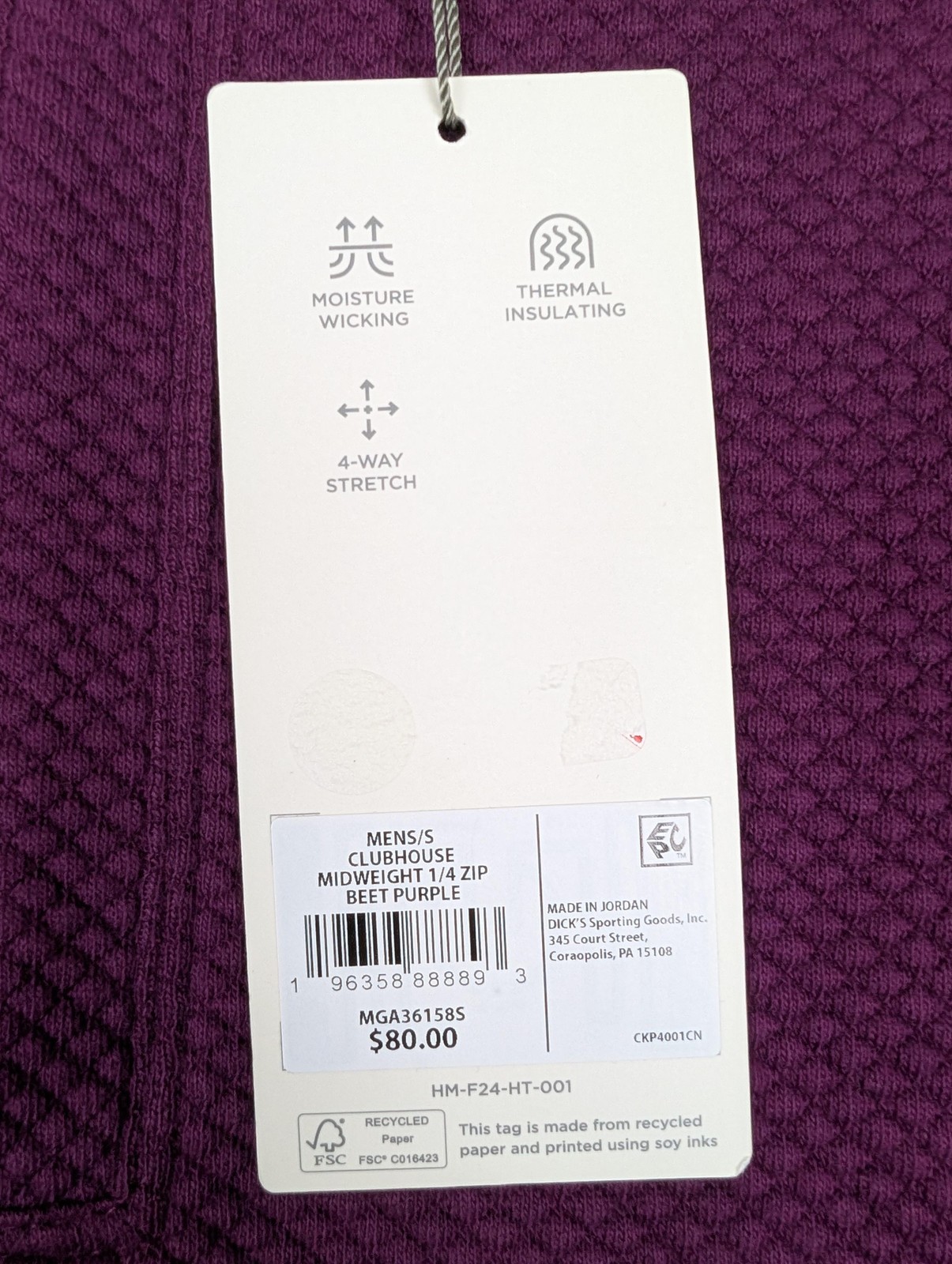 Walter Hagen Pullover Mens Small Beet Purple Clubhouse Quarter Zip Golf Thermal thumbnail 5