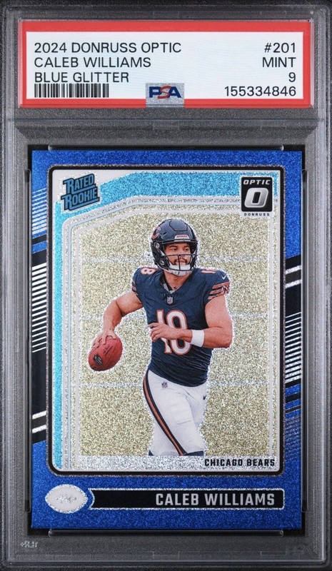 2024 PANINI DONRUSS OPTIC BLUE GLITTER CALEB WILLIAMS PSA 9