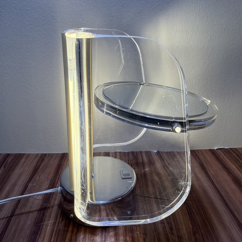Specchio trucco vintage RIALTO cromato e lucite acrilico illuminato metà secolo - Foto 8 di 18