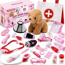 SYNCFUN Doctor Kit for Girls, 22 PCS Veterinarian Playset for Kids, Vet Kit with