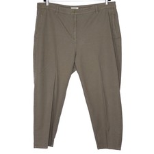 EILEEN FISHER Cotton Hemp Tapered Pant Olive Green High Rise Ankle Women's 18