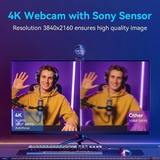 4K Webcam USB 1080P 60FPS Streaming Camera Au...