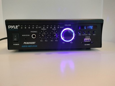 Pyle PCAU48BT Bluetooth Audio Amplifier USB SD Home Stereo Black Portable