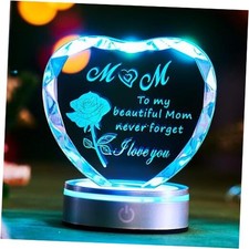 Gifts for Mom from Daughter Son, Heart Crystal Keepsake Plaque with Mom Gifts