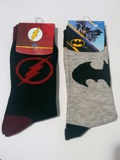 NEW SET OF DC Comics THE FLASH BATMAN Crew Socks Men's