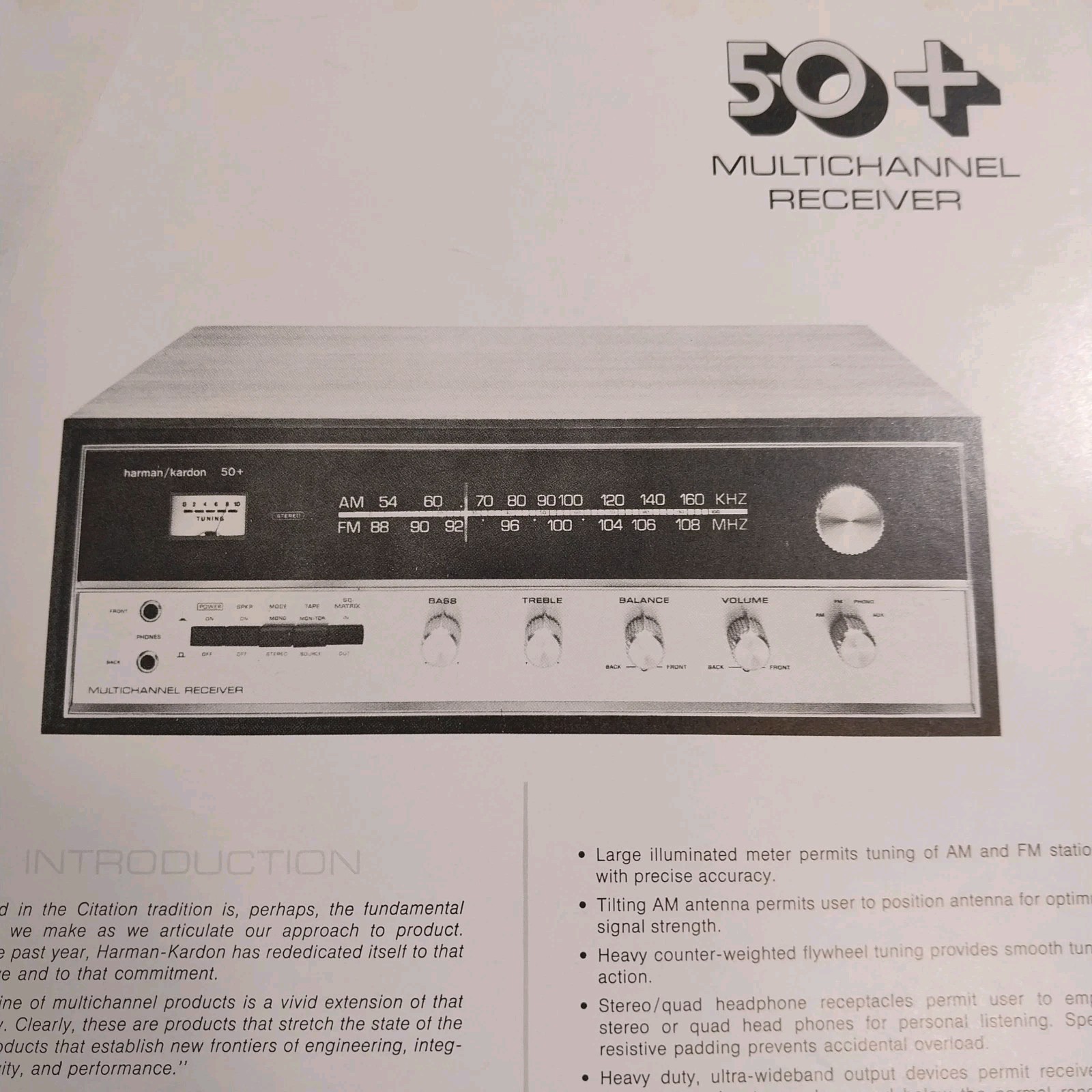 Harman Kardon 50+ Multichannel Receiver Original Vintage Sales Sheet Flyer