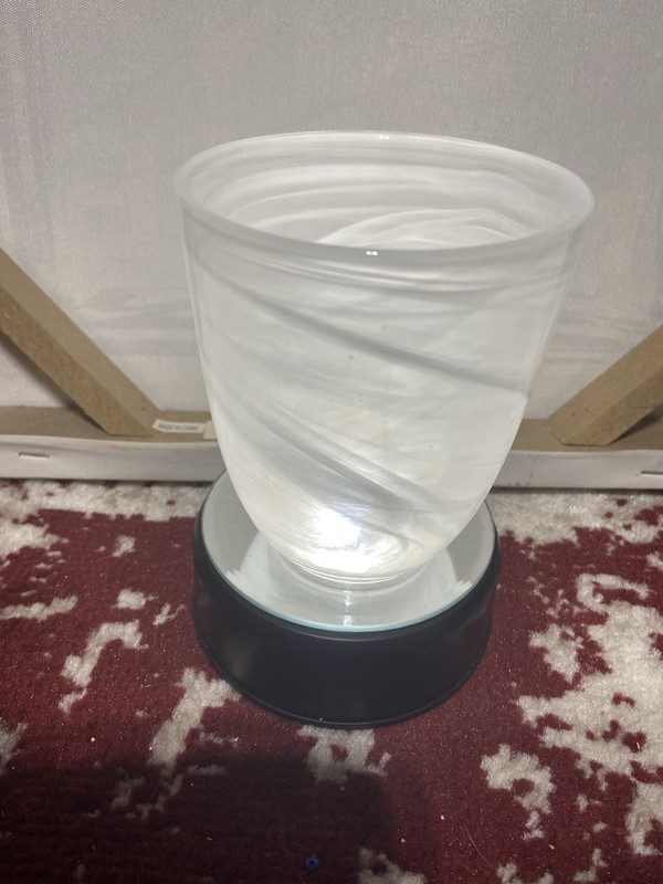 White Swirl Art Glass Drink Ware/Votive Candle Holder 4 Inches Tall