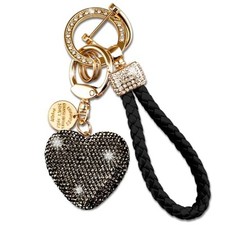 Heart Keychain Wristlet Bling Keychains For Women Girls Key Chain For A-black