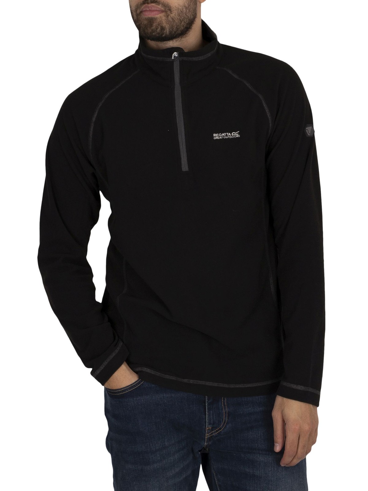 Regatta Men's Black Montes Lightweight Half Zip Mini Stripe Sweatshirt - Image 2