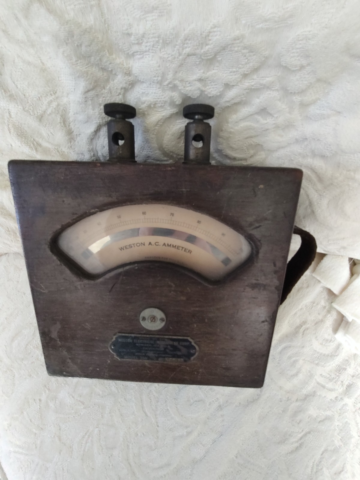 Antique Weston Ammeter 1895 Wooden Case Analog Electrical Panel Meter Gauge
