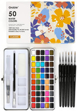 Grabie 50 Colors Watercolor Paint Set, Detail Paint Brush Included, Watercolor P
