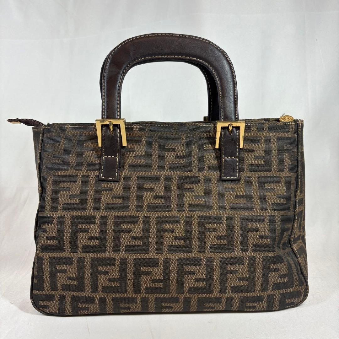 FENDI Canvas Leather Handbag Brown Zucca Gold Hardware Authentic Used From Japan thumbnail 15