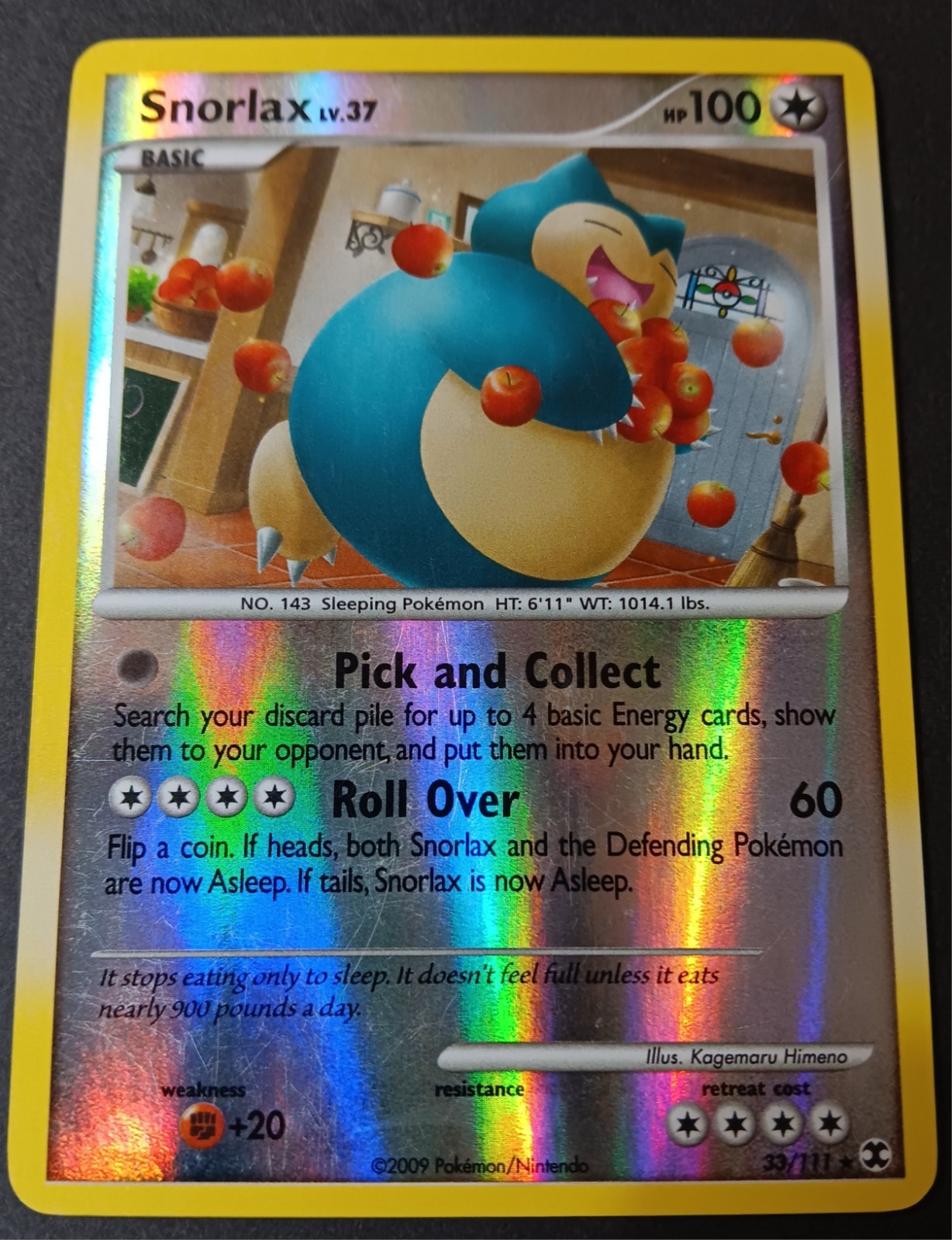 Pokemon - Snorlax 33/111 - Platinum Rising Rivals - Reverse HOLO RARE - 2009 LP