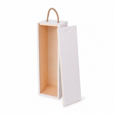Weiß Holz Weinflasche Geschenkbox Kiefernholz Seil Griff Schiebedeckel Etui