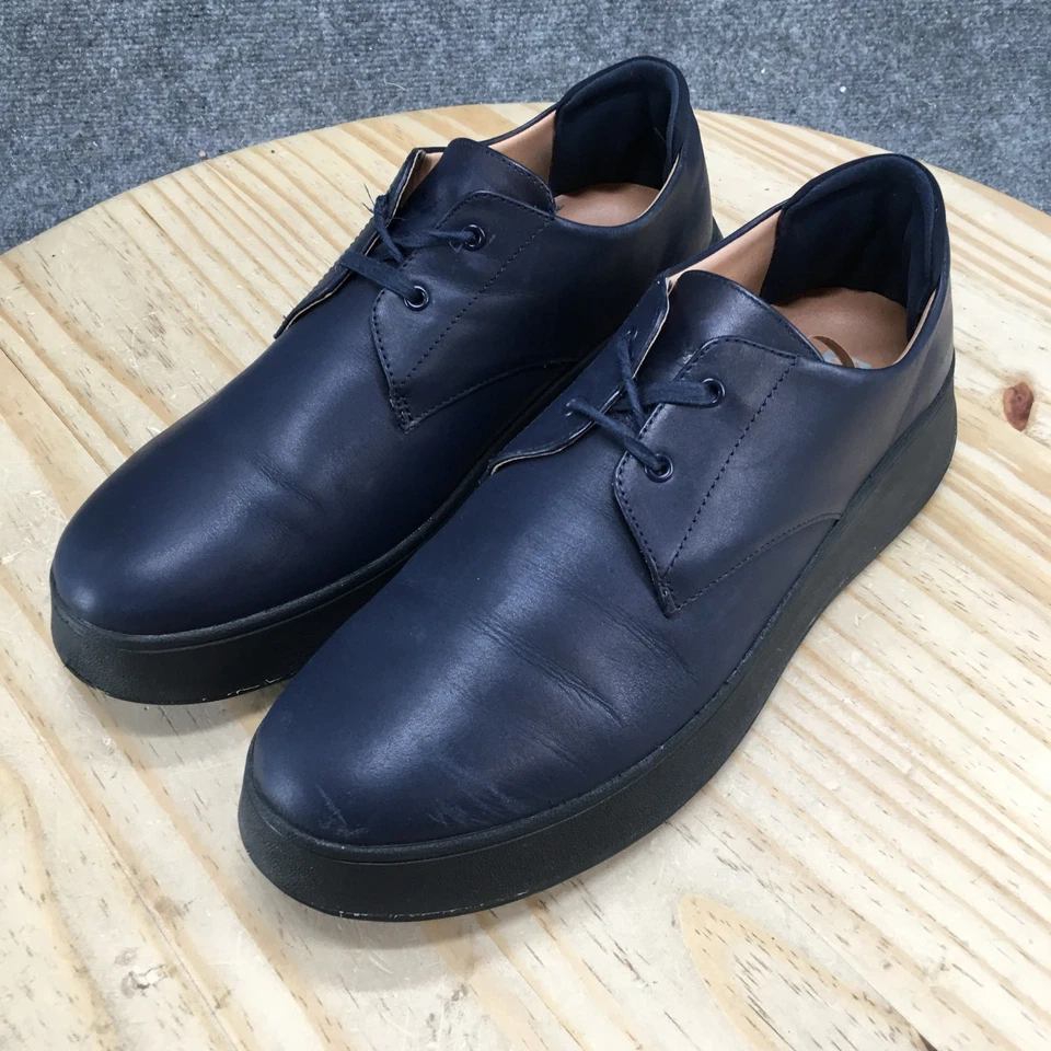 FitFlop Zapatos Mujer 10 Modo F Informales Cuña Oxford Tenis Cuero Azul Con Cordones Foto 3 de 4