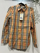 Burberry London Beige Check Plaid Long Sleeve Slim Fit Button-Up Shirt M