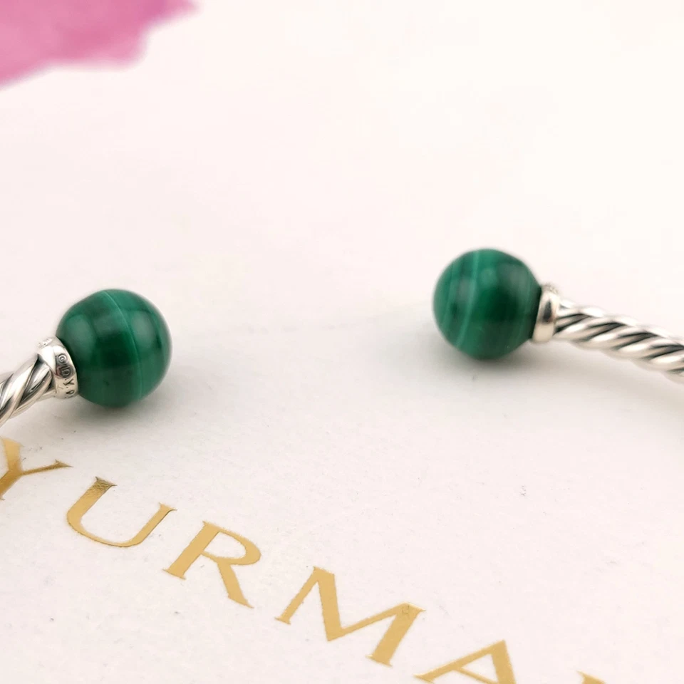 Brazalete David Yurman Plata de Ley Diamantes y Malaquita Solari 3.5mm Foto 3 de 4