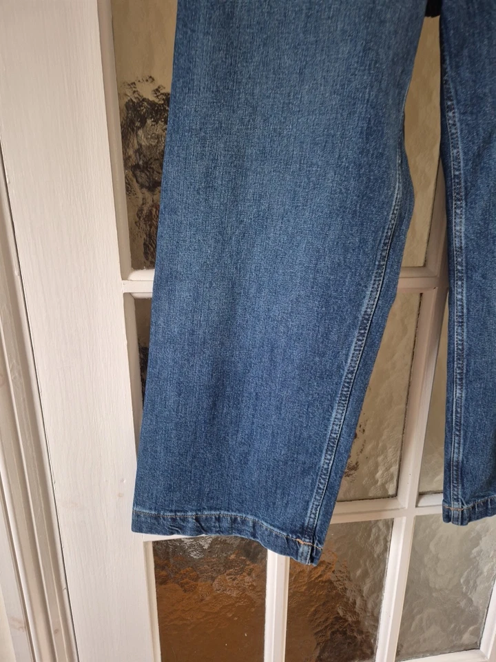 NWT Cropped Twill Trousers Blue Denim High Waist Size 14 Ankle Length By H&M - Image 2 of 4