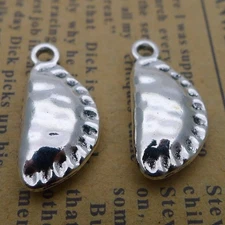 10/25PCS Antique Silver 3D Pierogi, Empanada, Calzone 10X22mm JHS263-8301