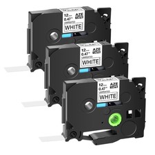 3PK Black on White Label Tape Compatible with Brother TZ-231 PT-D200 12mm