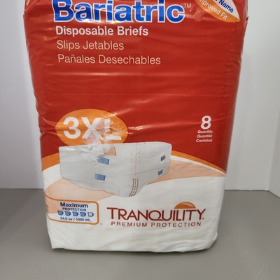 Pack Of 8 3XL Tranquility Bariatric Disposable Briefs Maximum Protection