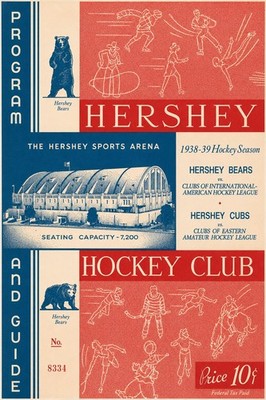 Hershey Hockey Club 1938-39 Program Poster   24x36  - Premium Matte Paper