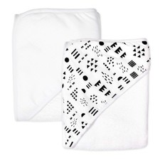 HonestBaby unisex baby 2Pack Organic Cotton Hooded Towels Bandana, Pattern Pl...
