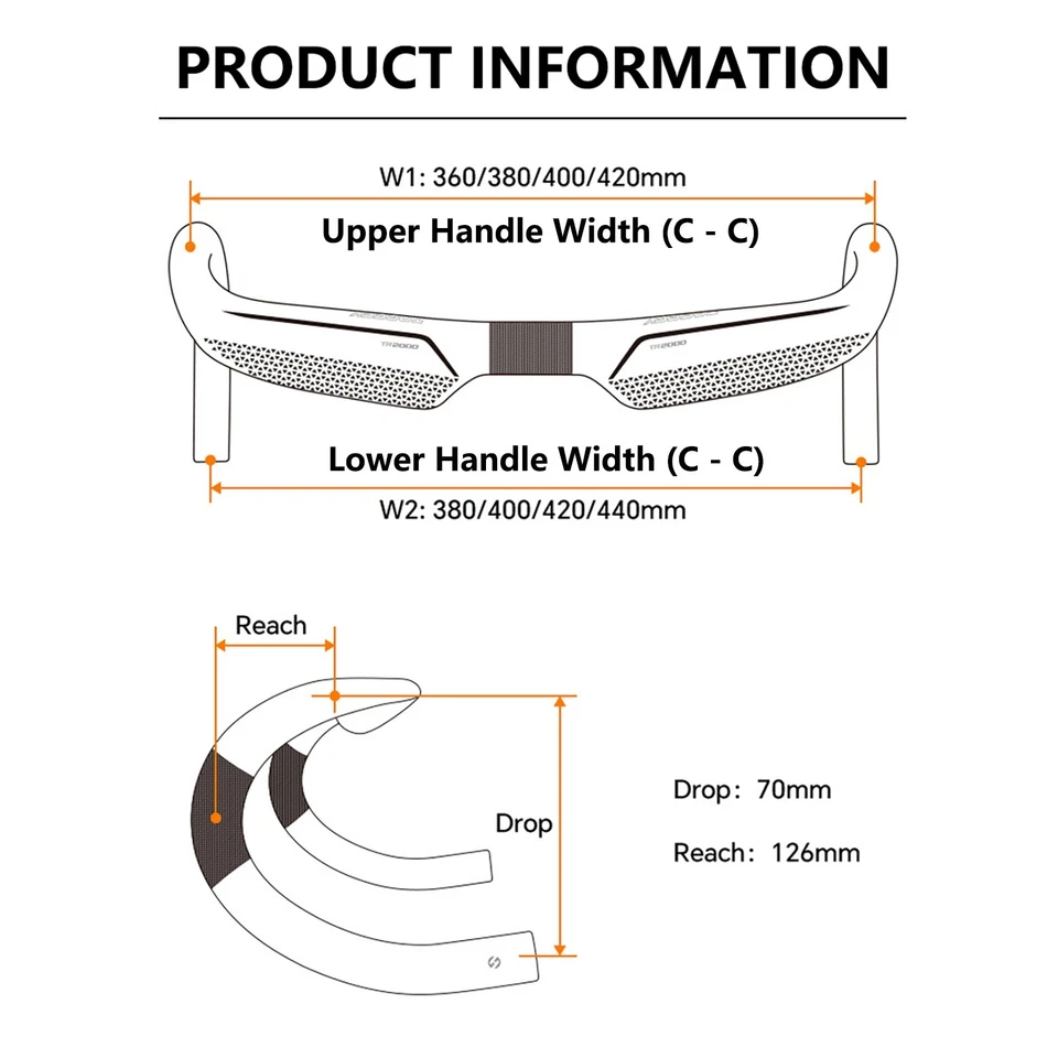 Manillar de bicicleta de fibra de carbono 8K carreras bicicleta de carretera manillar barra de caída 31,8 - 400 mm Foto 3 de 4