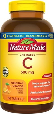 Lot of 2 Nature Made Chewable Vitamin C 500mg Immune Support 150 Tabs EXP 02/28