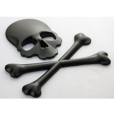 1pc 3D Black Skull Head Metal Emblem Car Body Door Decal Sticker Badge Decor DIY