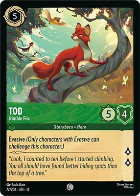Disney Lorcana TCG Tod - Nimble Fox Common Wilds Unknown FOIL NM