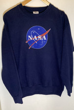 NASA Meatball Logo Size L Dark Navy Blue Long Sleeve Sweatshirt/Crew Neck
